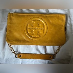 Authentic Tory Burch yellow leather shoulder bag
